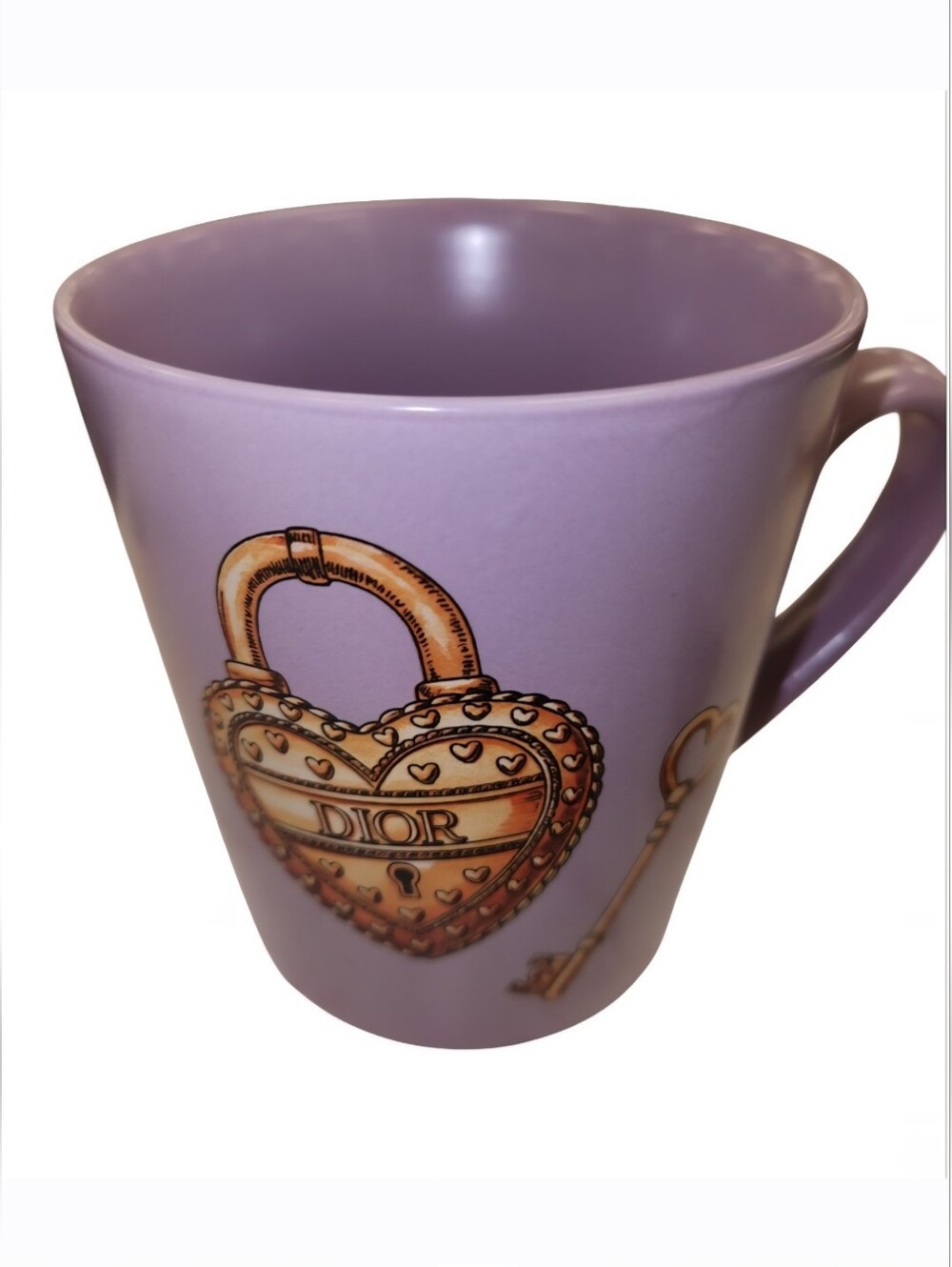 🔥Not Restock🔥 20 OZ Ceramic Coffee Mug Gold Heart Lock Lavender  Made In USA - Picture 2 of 7
